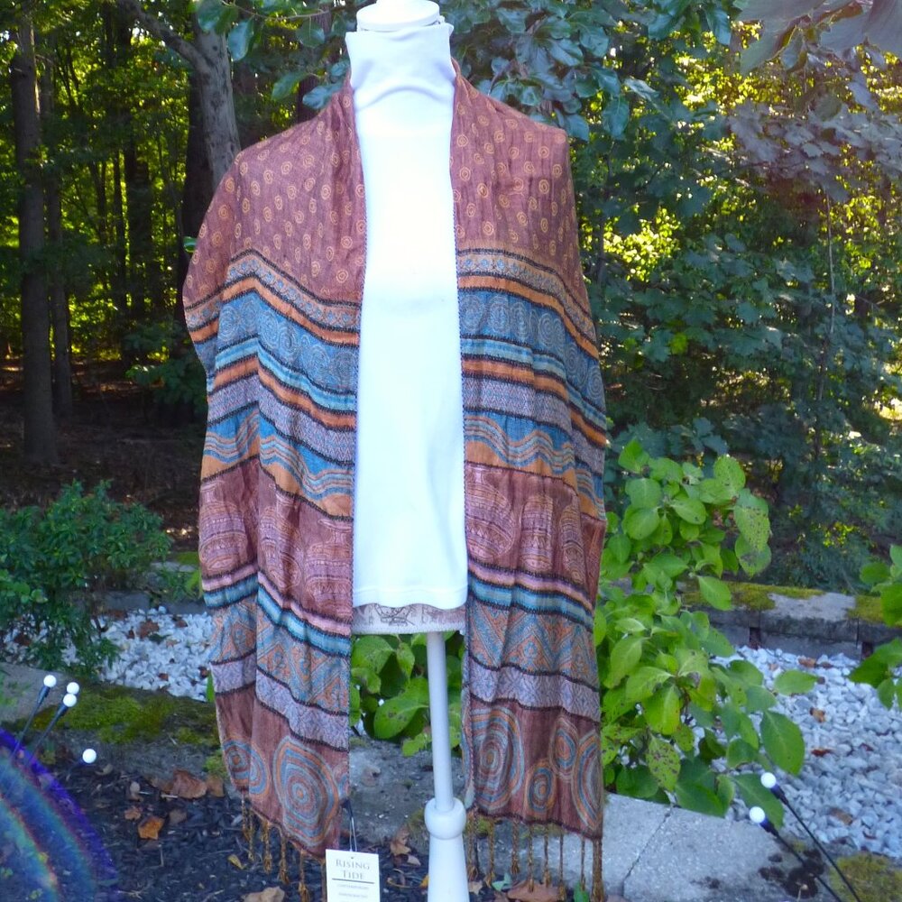 Rising Tide NWT Handmade Scarf Artisan Eco Friendly India Rayon NWT